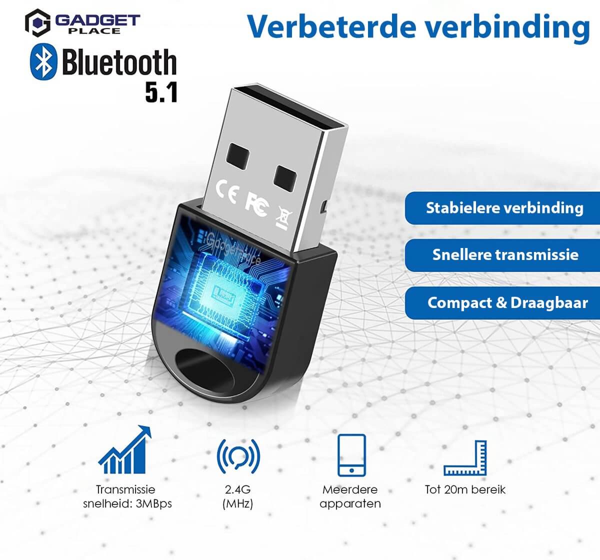 Bluetooth 5.1 Adapter voor PC: Dongle voor Windows 11/10/8.1/8/7/XP